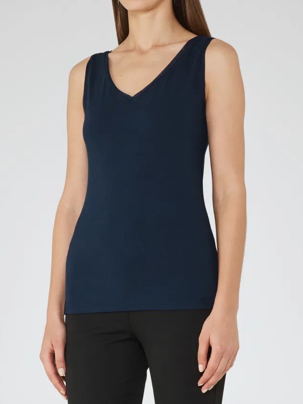 Reiss Navy Sleeveless V-Neck Front and Back Ona Tank Size XS